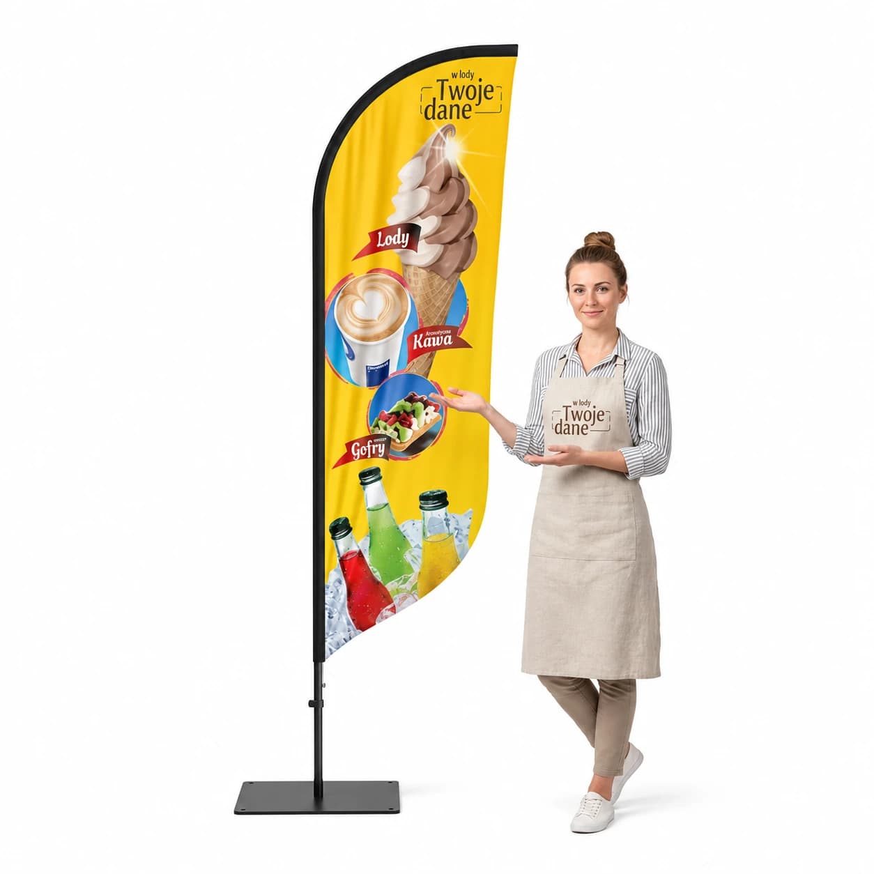 Reklamní vlajka Winder – Zmrzlina – vzor 40 – konfigurovatelná sada