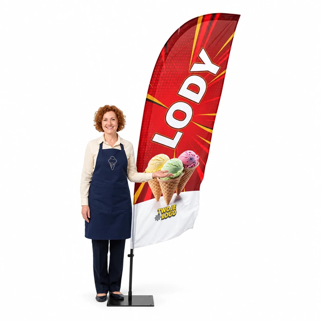 Reklamní vlajka Winder – Zmrzlina reklama – vzor 26 – konfigurovatelná sada