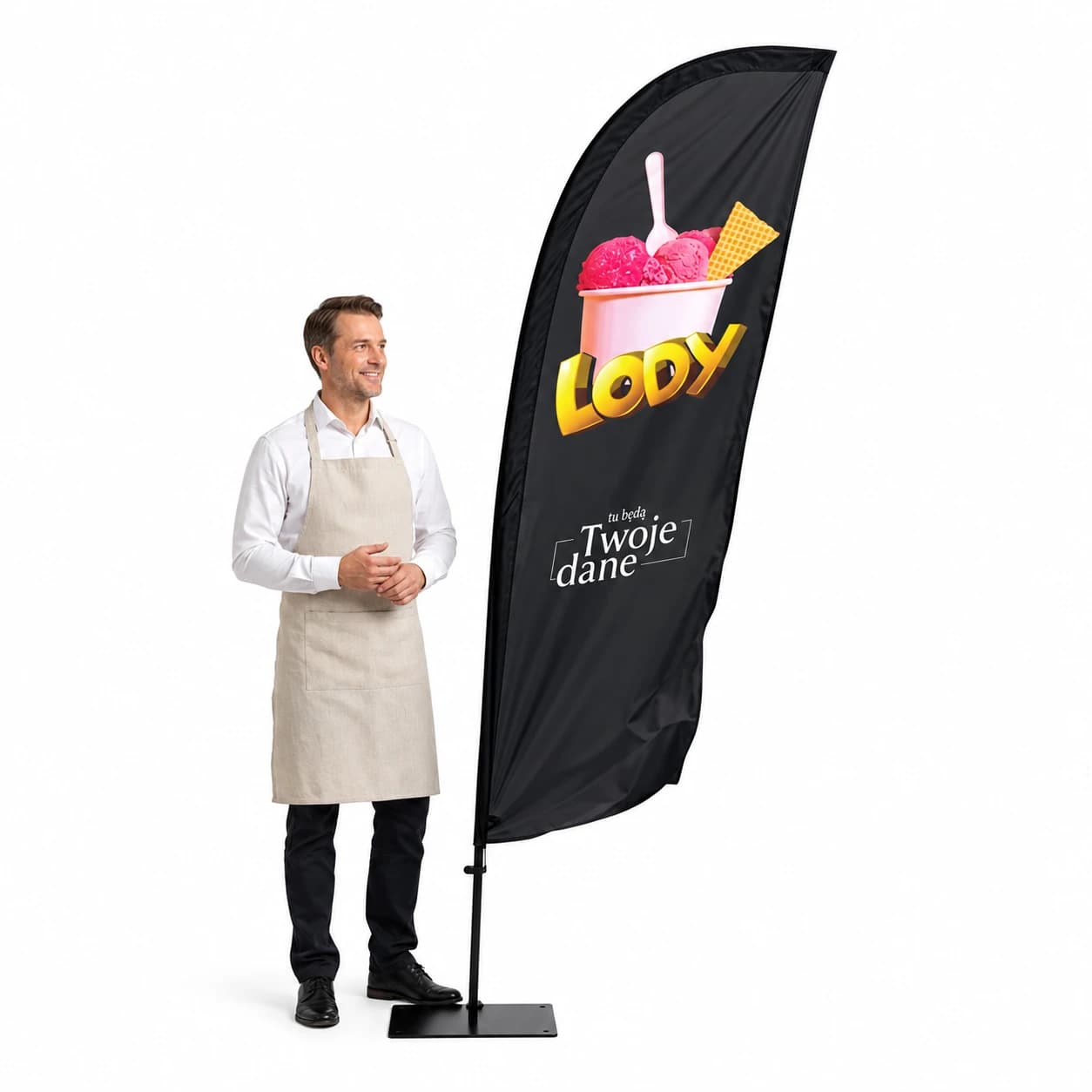 Reklamní vlajka Winder – Zmrzlina Reklama – vzor 30 – konfigurovatelná sada