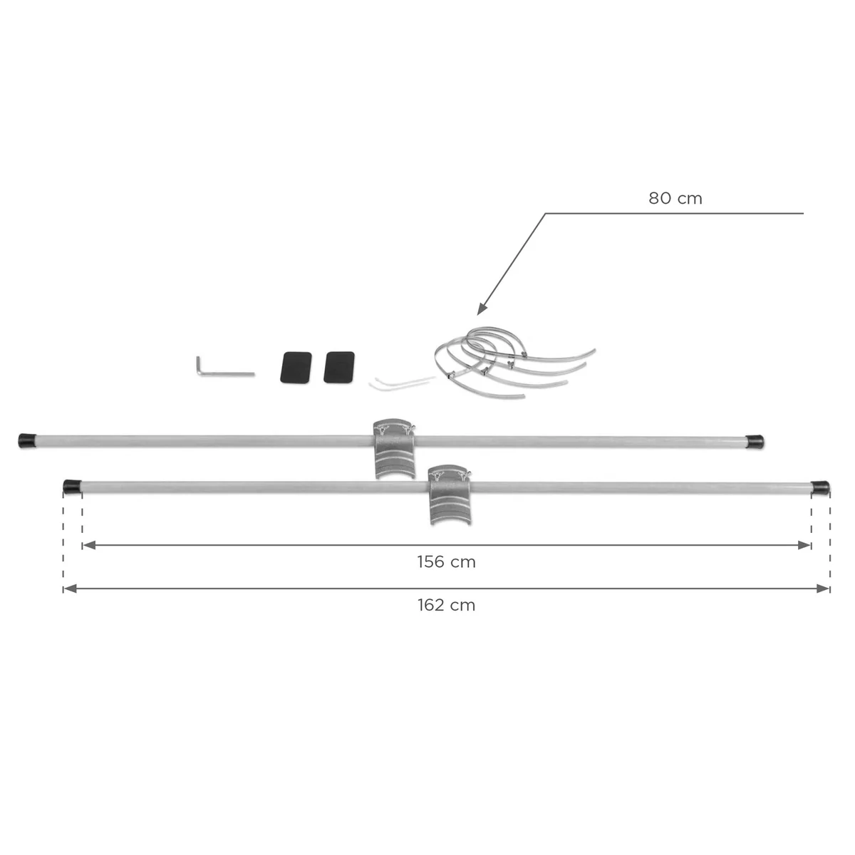 Rozměry ramen Avenue XL dvojité: délka 162 cm, 156 cm pro dvě vlajky