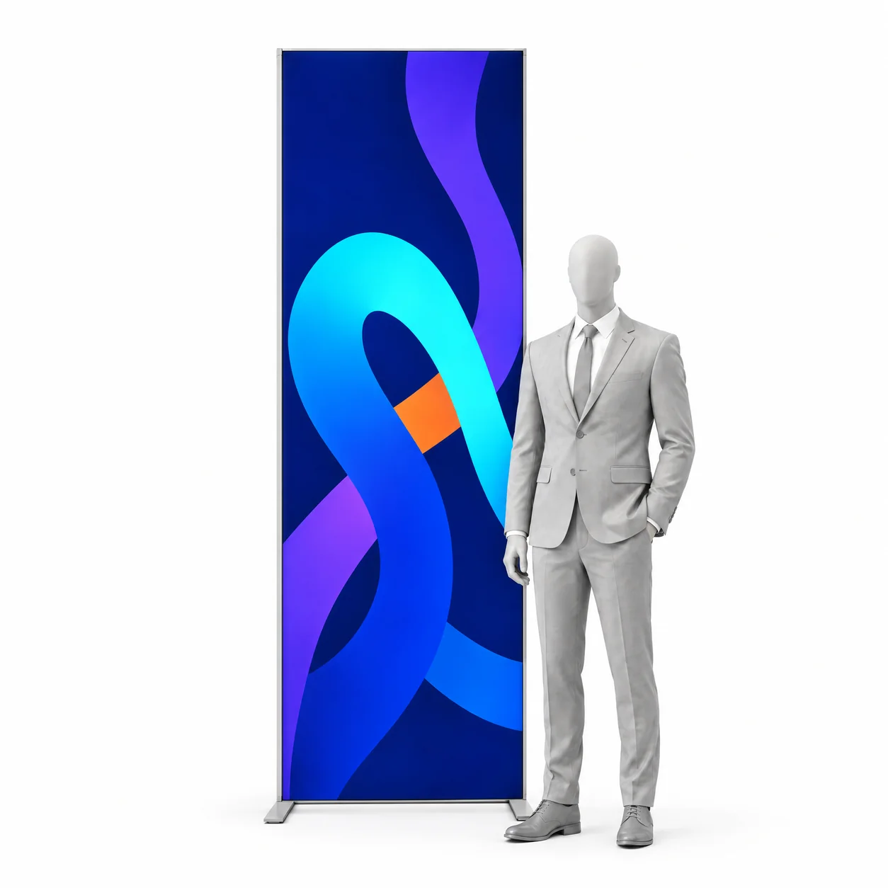 Stěna LED Backlight 100 × 250 cm, pohled zepředu